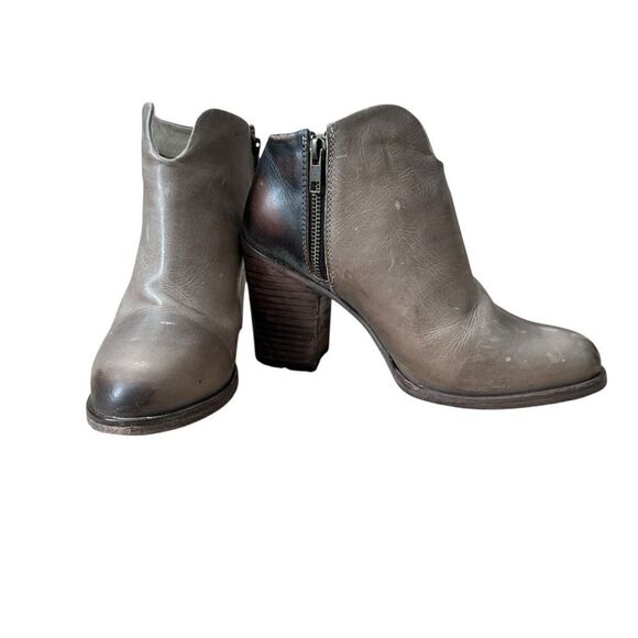 Freebird by Steven Darius Distressed Leather Stacked Heel Bootie | Size 8 - Picture 3 of 10